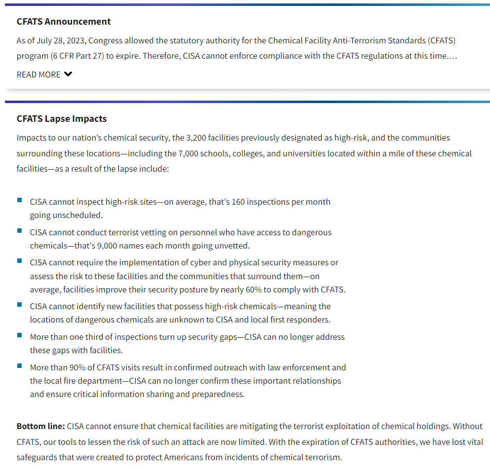 CISA CFATS Program