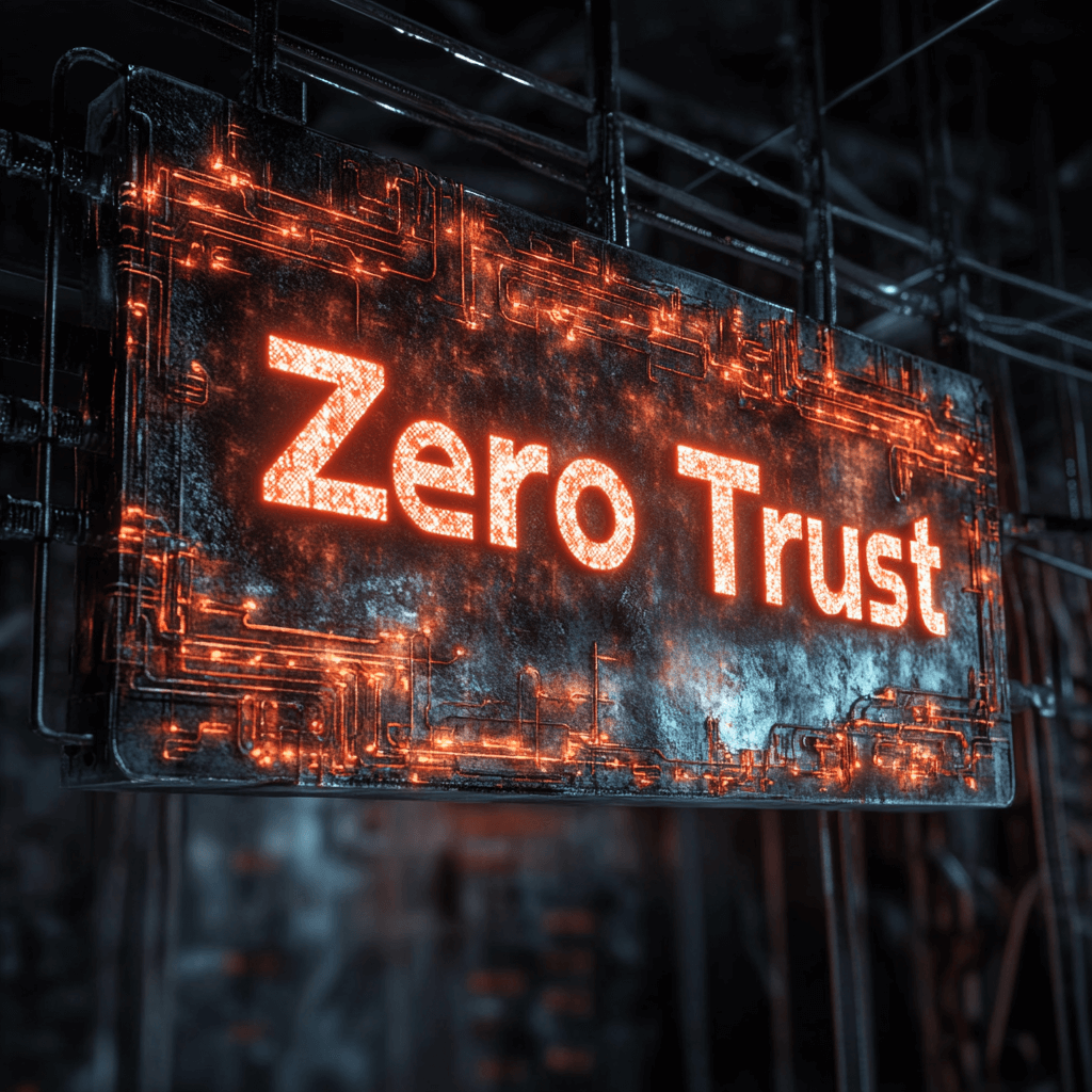 Futuristic Sign stating Zero Trust